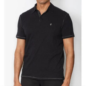 John Varvatos Men's Black Short Sleeve Peace Polo Xl